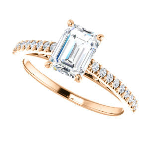 Cubic Zirconia Engagement Ring- The Kiana (Customizable Radiant Cut Design with Decorative Cathedral Trellis and Thin Pavé Band)
