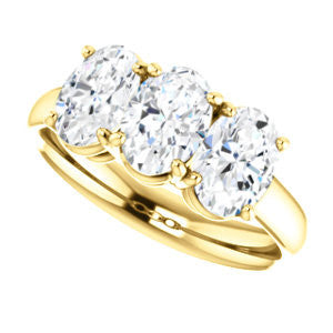 Cubic Zirconia Engagement Ring- The Rita (Customizable Oval Cut Three-stone Style with Dual Oval Cut Accents)