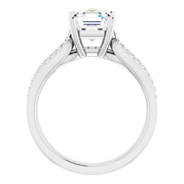 Cubic Zirconia Engagement Ring- The Annemarie (Customizable Asscher Cut Design featuring Shared Prong Split-band)