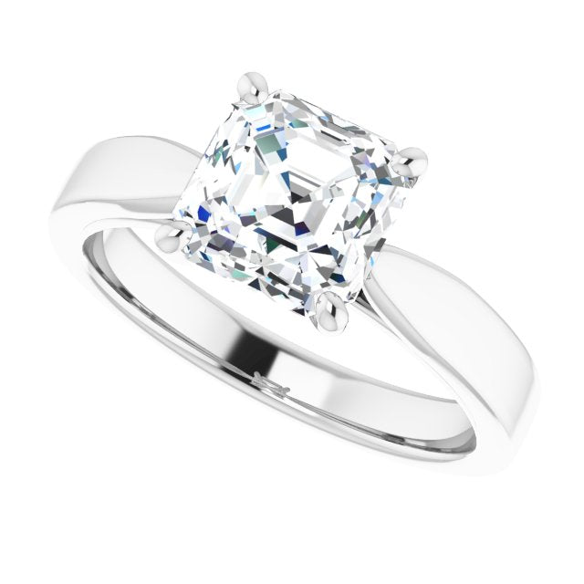 Cubic Zirconia Engagement Ring- The Eden (Customizable Asscher Cut Cathedral Solitaire with Wide Tapered Band)