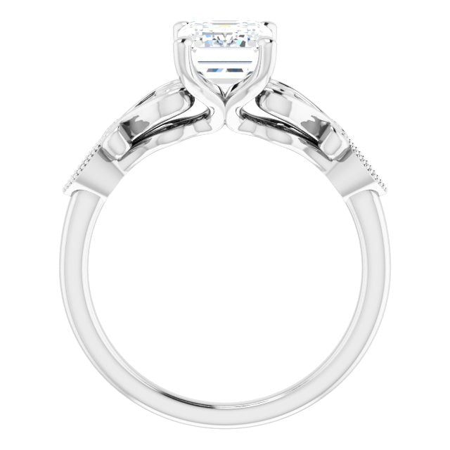Cubic Zirconia Engagement Ring- The Annika (Customizable 7-stone Design with Radiant Cut Center Plus Sculptural Band and Filigree)