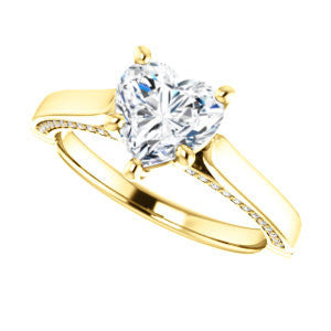 Cubic Zirconia Engagement Ring- The Tonja (Customizable Heart Cut Semi-Solitaire with Dual Three-sided Pavé Band)