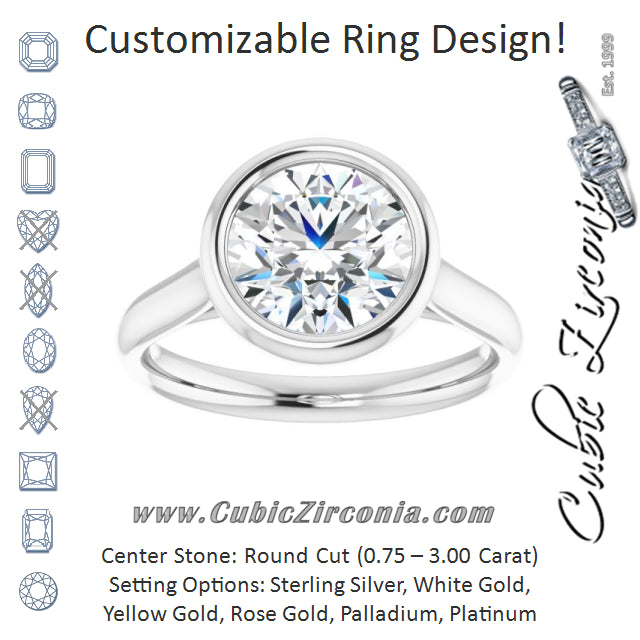 Cubic Zirconia Engagement Ring- The Gemma (Customizable Cathedral-Bezel Round Cut Solitaire)