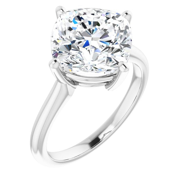 14K White Gold Customizable Cushion Cut Solitaire with Raised Prong Basket