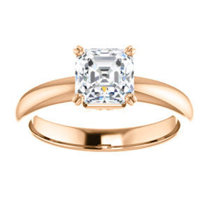 CZ Wedding Set, featuring The Marie Rosalind engagement ring (Customizable Asscher Cut Solitaire with Tooled Trellis Design)