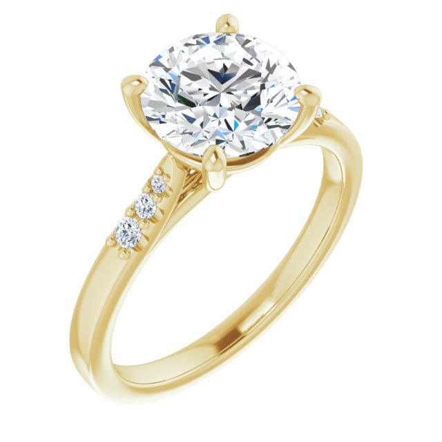 Cubic Zirconia Engagement Ring- The Kayla Love (Customizable 7-stone Round Cut Cathedral Style with Triple Graduated Round Cut Side Stones)