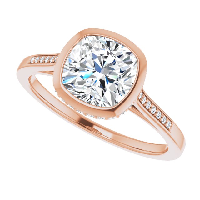 Cubic Zirconia Engagement Ring- The Adalynn (Customizable Cathedral-Bezel Cushion Cut Style with Under-halo and Shared Prong Band)