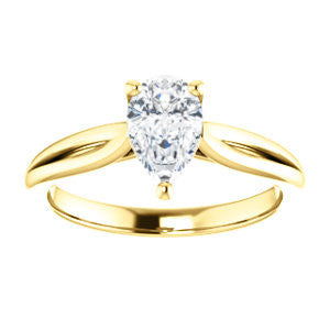 Cubic Zirconia Engagement Ring- The Viola (Customizable Pear Cut Solitaire with Curving Tapered Split Band)
