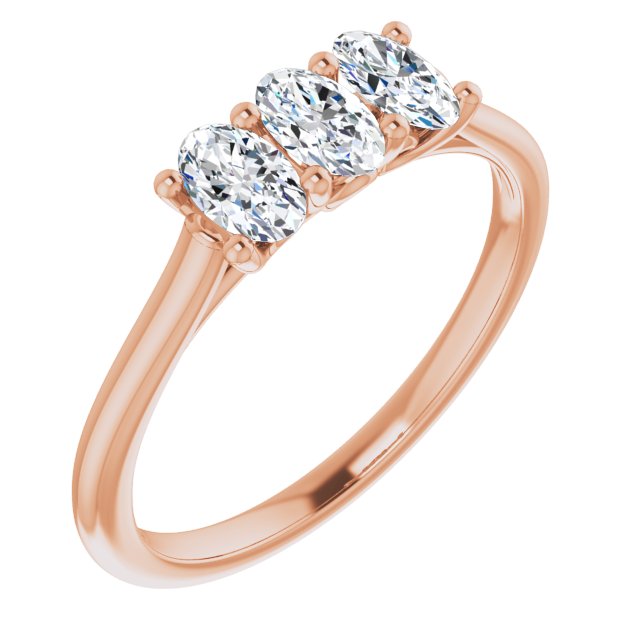 10K Rose Gold Customizable Triple Oval Cut Design with Thin Band