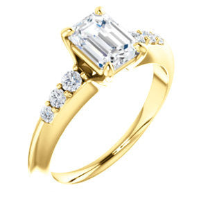 Cubic Zirconia Engagement Ring- The Karyn Nya (Customizable 7-stone Emerald Cut style with Tapered Band & Round Prong-set Accents)