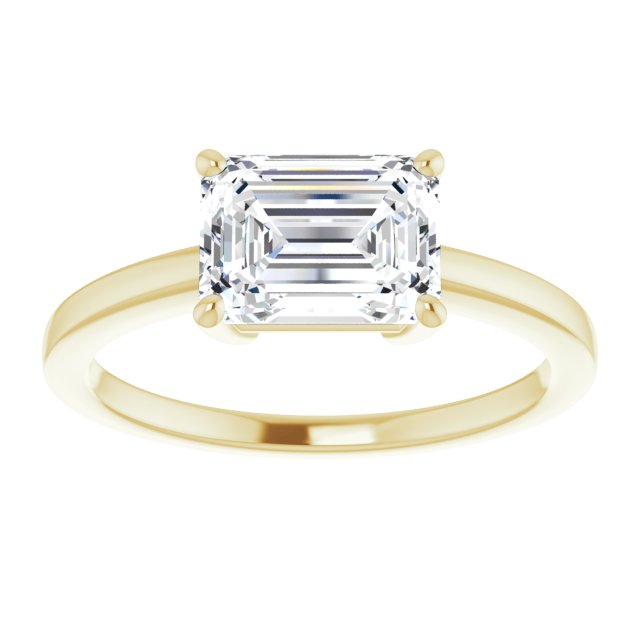 Cubic Zirconia Engagement Ring- The Avril (Customizable Bowl-Prongs Emerald Cut Solitaire with Thin Band)
