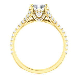 Cubic Zirconia Engagement Ring- The Marilyn (Customizable Cathedral-set Cushion Cut Center with Split-Pavé Band and Prong Accents)