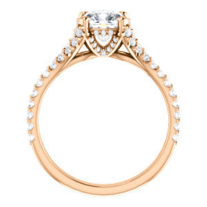 Cubic Zirconia Engagement Ring- The Marilyn (Customizable Cathedral-set Cushion Cut Center with Split-Pavé Band and Prong Accents)