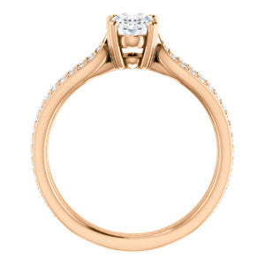 Cubic Zirconia Engagement Ring- The Monet (Customizable Oval Cut Design with Wide Split-Pavé Band)