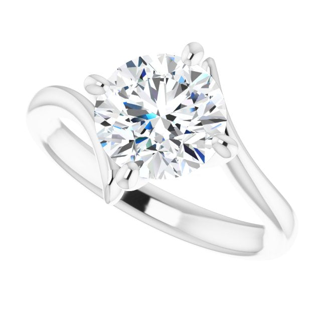 Cubic Zirconia Engagement Ring- The Alva (Customizable Round Cut Solitaire with Thin, Bypass-style Band)