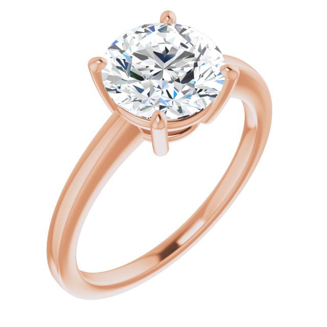 14K Rose Gold Customizable Bowl-Prongs Round Cut Solitaire with Thin Band