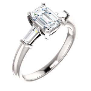 Cubic Zirconia Engagement Ring- The Monica (Customizable Radiant Cut Center with Dual Tapered Baguettes)