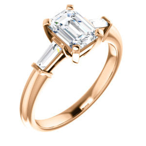 Cubic Zirconia Engagement Ring- The Monica (Customizable Radiant Cut Center with Dual Tapered Baguettes)