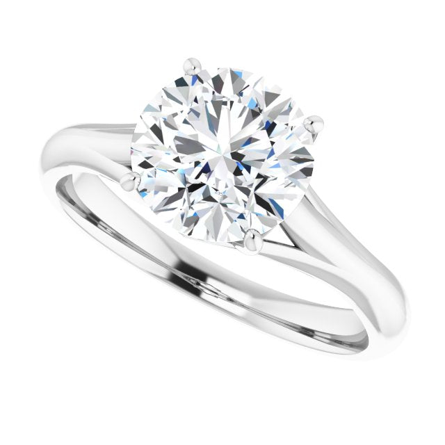 Cubic Zirconia Engagement Ring- The Holly (Customizable Round Cut Solitaire with Crosshatched Prong Basket)