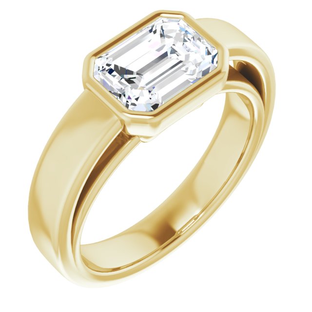 Cubic Zirconia Engagement Ring- The Dunyasha (Customizable Cathedral-Bezel Radiant Cut Solitaire with Wide Band)