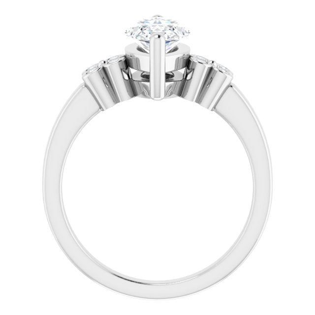 Cubic Zirconia Engagement Ring- The Heidi Grethe (Customizable 9-stone Design with Marquise Cut Center and Complementary Quad Bezel-Accent Sets)