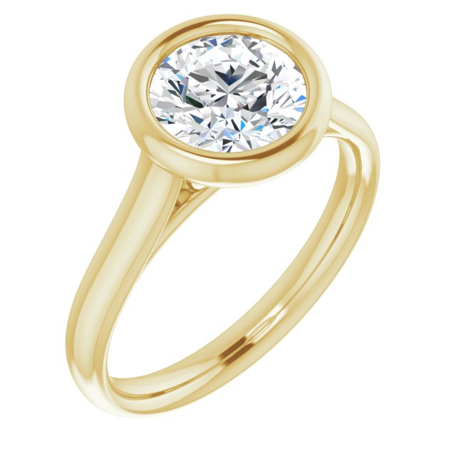10K Yellow Gold Customizable Cathedral-Bezel Round Cut Solitaire