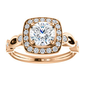 CZ Wedding Set, featuring The Madison engagement ring (Customizable Round Cut Design with Halo and Bezel-Accented Infinity-inspired Split Band)