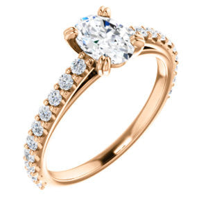 Cubic Zirconia Engagement Ring- The Marianne (Customizable Cathedral-set Oval Cut Style with Thin Pavé Band)