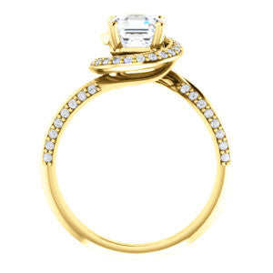 Cubic Zirconia Engagement Ring- The Karly (Customizable Asscher Cut Design with Bypass Halo and 3-sided Artisan Pavé Band)