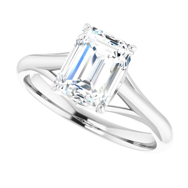 Cubic Zirconia Engagement Ring- The Holly (Customizable Emerald Cut Solitaire with Crosshatched Prong Basket)