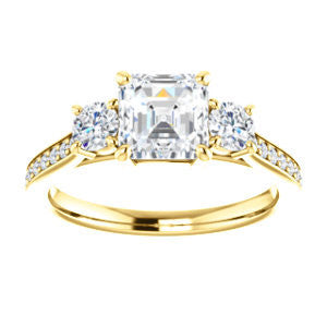 CZ Wedding Set, featuring The Tess engagement ring (Customizable Asscher Cut Trellis-Enhanced Bridge Setting with Semi-Pavé Band)