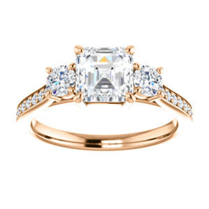 CZ Wedding Set, featuring The Tess engagement ring (Customizable Asscher Cut Trellis-Enhanced Bridge Setting with Semi-Pavé Band)