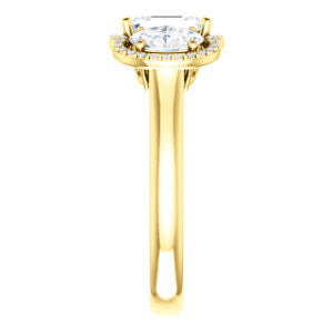 Cubic Zirconia Engagement Ring- The Carissa (Customizable Emerald Cut 3-stone Halo Style with Oval Accents)