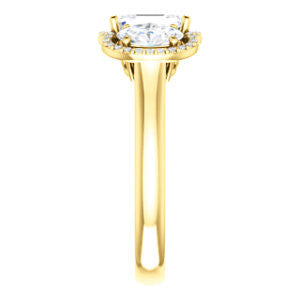 Cubic Zirconia Engagement Ring- The Carissa (Customizable Radiant Cut 3-stone Halo Style with Oval Accents)