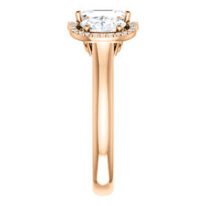 Cubic Zirconia Engagement Ring- The Carissa (Customizable Radiant Cut 3-stone Halo Style with Oval Accents)