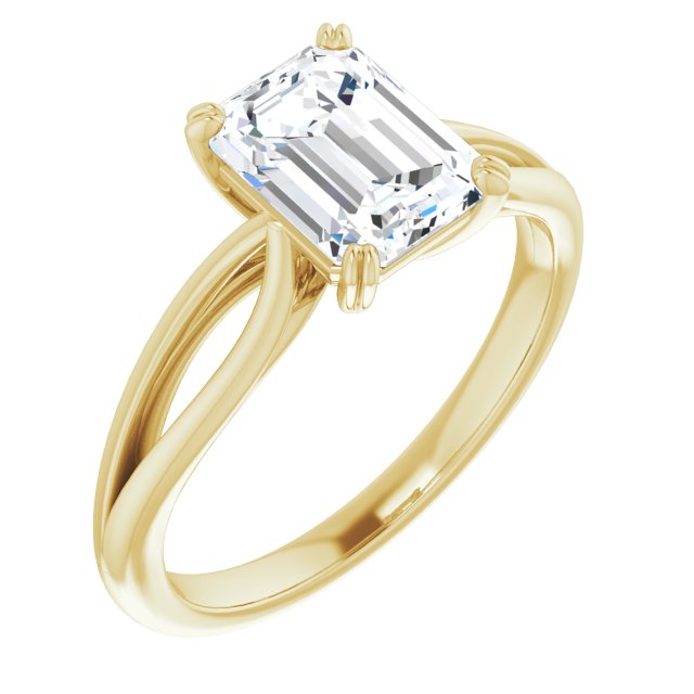 Cubic Zirconia Engagement Ring- The Gayle (Customizable Radiant Cut Solitaire with Wide-Split Band)