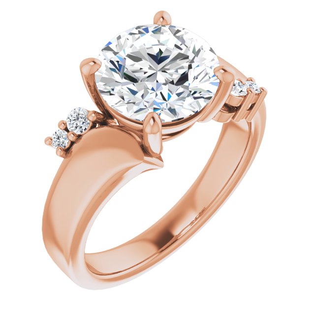 18K Rose Gold Customizable 5-stone Round Cut Style featuring Artisan Bypass
