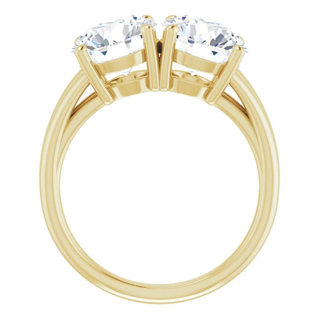 Cubic Zirconia Engagement Ring- The Janice (Customizable Two-Stone Round Cut with Split Band)