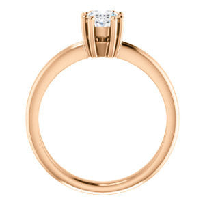 Cubic Zirconia Engagement Ring- The Reese (Customizable Oval Cut Solitaire with Grooved Band)