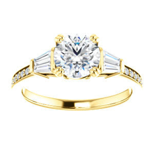 CZ Wedding Set, featuring The Hazel Rae engagement ring (Customizable Round Cut Design with Quad Baguette Accents and Pavé Band)