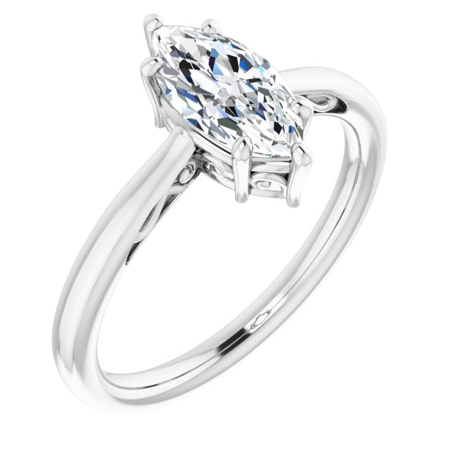 10K White Gold Customizable Marquise Cut Solitaire with 'Incomplete' Decorations