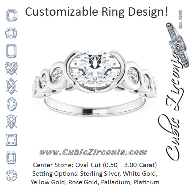 Cubic Zirconia Engagement Ring- The Destiny (Customizable 7-stone Oval Cut Design with Interlocking Infinity Band)