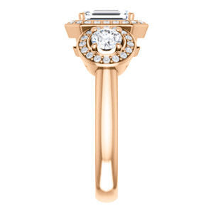 Cubic Zirconia Engagement Ring- The Justine (Customizable Radiant Cut Center 3-Stone Halo-Style)
