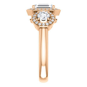 Cubic Zirconia Engagement Ring- The Justine (Customizable Radiant Cut Center 3-Stone Halo-Style)