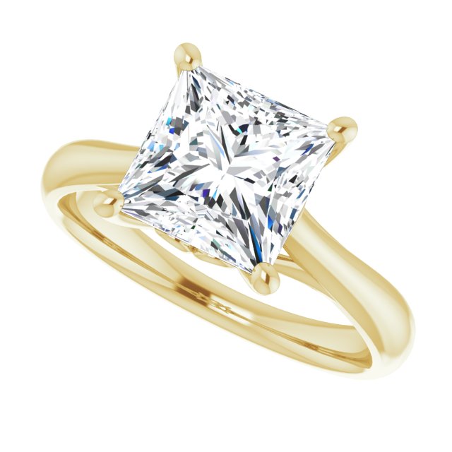 Cubic Zirconia Engagement Ring- The Crissy (Customizable Princess/Square Cut Solitaire with Decorative Prongs & Tapered Band)