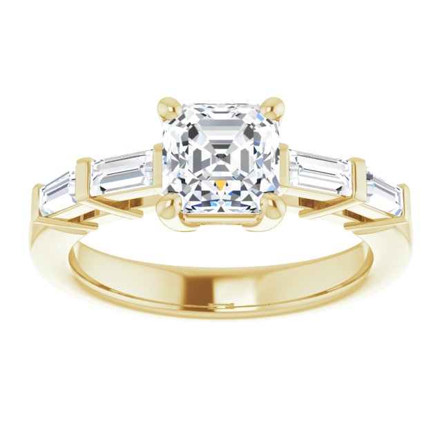 Cubic Zirconia Engagement Ring- The Bodhi (Customizable 9-stone Design with Asscher Cut Center and Round Bezel Accents)