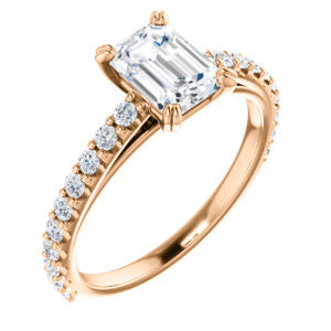 Cubic Zirconia Engagement Ring- The Marianne (Customizable Cathedral-set Emerald Cut Style with Thin Pavé Band)