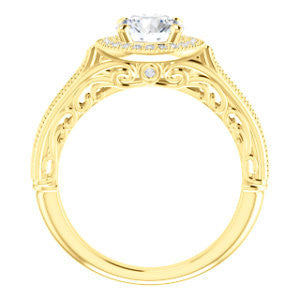 Cubic Zirconia Engagement Ring- The Zöe (Customizable Vintage Round Cut Greek Goddess Design)
