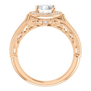 Cubic Zirconia Engagement Ring- The Zöe (Customizable Vintage Round Cut Greek Goddess Design)