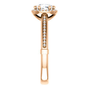 Cubic Zirconia Engagement Ring- The Letitia (Customizable Cathedral-set Cushion Cut Halo Style with Pavé Band)